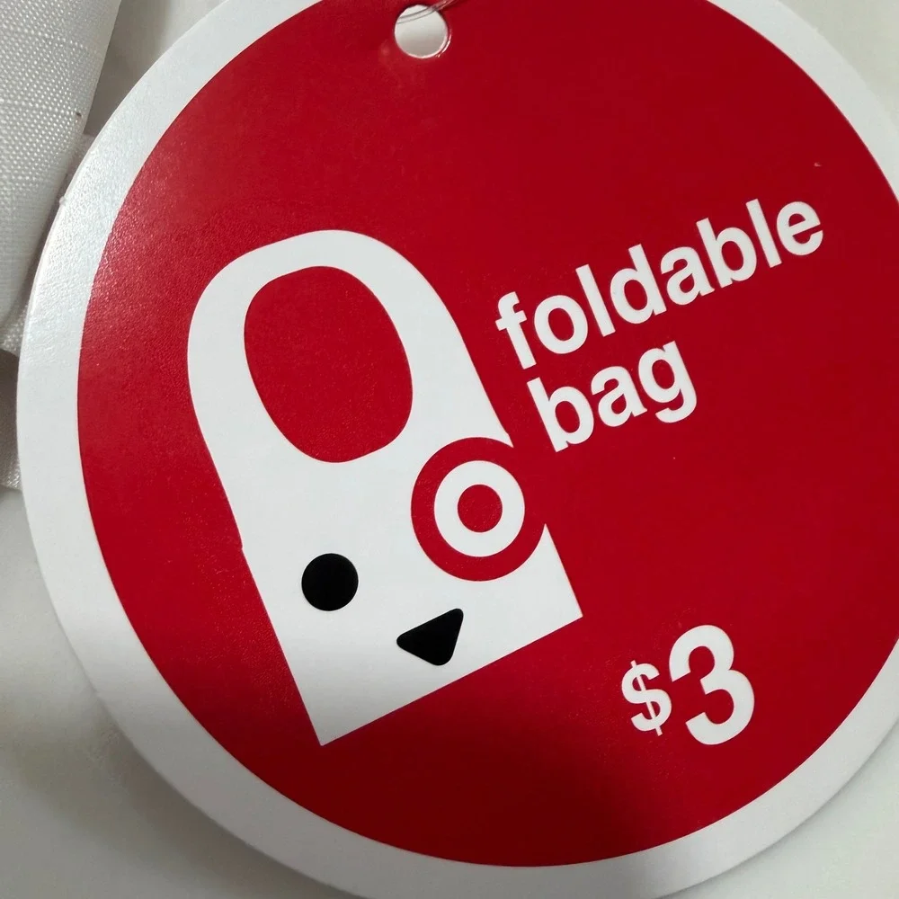 Set of 4 Target Bullseye Dog Foldable Reusable Tote Bags White Red 16x20 New